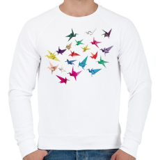 PRINTFASHION Origami madarak - Férfi pulóver - Fehér