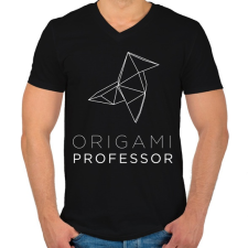 PRINTFASHION Origami Professor - Férfi V-nyakú póló - Fekete férfi póló