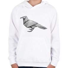 PRINTFASHION Origami varjú - Gyerek kapucnis pulóver - Fehér