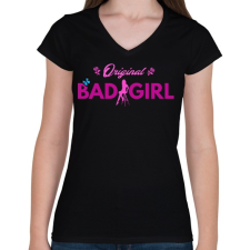 PRINTFASHION ORIGINAL BAD GIRL - Női V-nyakú póló - Fekete női póló
