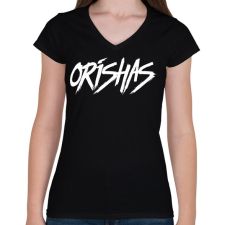 PRINTFASHION ORISHAS - Női V-nyakú póló - Fekete női póló