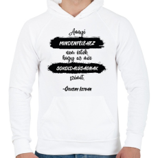 PRINTFASHION Örkény István - Annyi mindenféléhez nem értek - Férfi kapucnis pulóver - Fehér