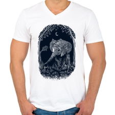 PRINTFASHION Ormányos - Férfi V-nyakú póló - Fehér férfi póló