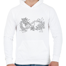 PRINTFASHION Örökké virágokkal, fekete-fehér kiszínezhető mintával - Férfi kapucnis pulóver - Fehér férfi pulóver, kardigán