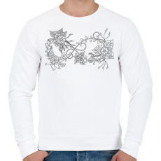 PRINTFASHION Örökké virágokkal, fekete-fehér kiszínezhető mintával - Férfi pulóver - Fehér