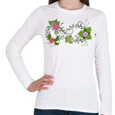 PRINTFASHION Örökké virágokkal, színes - Női hosszú ujjú póló - Fehér női póló