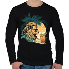 PRINTFASHION Oroszlán Chill - Férfi hosszú ujjú póló - Fekete