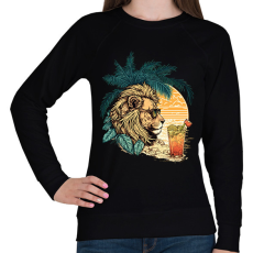 PRINTFASHION Oroszlán Chill - Női pulóver - Fekete