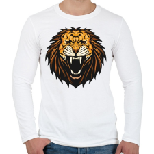 PRINTFASHION Oroszlán fej - Férfi hosszú ujjú póló - Fehér férfi póló