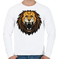 PRINTFASHION Oroszlán fej - Férfi pulóver - Fehér férfi pulóver, kardigán