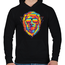 PRINTFASHION oroszlán - Férfi kapucnis pulóver - Fekete férfi pulóver, kardigán