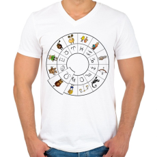 PRINTFASHION Oroszlán - Férfi V-nyakú póló - Fehér