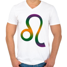 PRINTFASHION Oroszlán - Férfi V-nyakú póló - Fehér