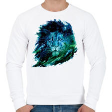 PRINTFASHION Oroszlán festmény - Férfi pulóver - Fehér férfi pulóver, kardigán