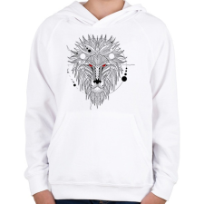PRINTFASHION Oroszlán - Gyerek kapucnis pulóver - Fehér gyerek pulóver, kardigán