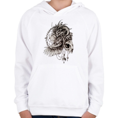 PRINTFASHION Oroszlán - Gyerek kapucnis pulóver - Fehér