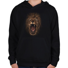 PRINTFASHION Oroszlán - Gyerek kapucnis pulóver - Fekete gyerek pulóver, kardigán