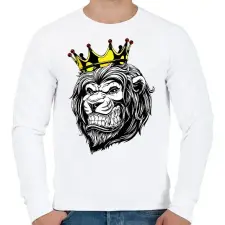 PRINTFASHION Oroszlán king - Férfi pulóver - Fehér férfi pulóver, kardigán