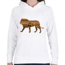 PRINTFASHION Oroszlán - Női kapucnis pulóver - Fehér női pulóver, kardigán