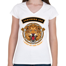 PRINTFASHION Oroszlán - Női V-nyakú póló - Fehér