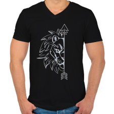 PRINTFASHION Oroszlán páros férfi 1 - Férfi V-nyakú póló - Fekete férfi póló