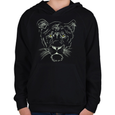 PRINTFASHION Oroszlán rajz - Gyerek kapucnis pulóver - Fekete gyerek pulóver, kardigán