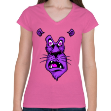 PRINTFASHION Oroszlán sokkban - Női V-nyakú póló - Rózsaszín női póló