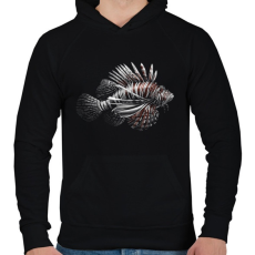 PRINTFASHION Oroszlánhal - Tűzhal portré - Férfi kapucnis pulóver - Fekete