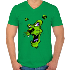 PRINTFASHION Oroszlánmosoly - Férfi V-nyakú póló - Zöld férfi póló