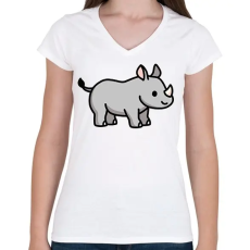 PRINTFASHION Orrszarvú - Női V-nyakú póló - Fehér