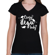 PRINTFASHION Őrült degus hölgy - Női V-nyakú póló - Fekete