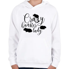 PRINTFASHION Őrült hörcsögös hölgy - Gyerek kapucnis pulóver - Fehér gyerek pulóver, kardigán