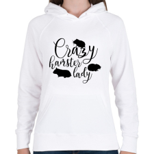 PRINTFASHION Őrült hörcsögös hölgy - Női kapucnis pulóver - Fehér női pulóver, kardigán