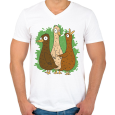 PRINTFASHION Őrült kacsák - Férfi V-nyakú póló - Fehér