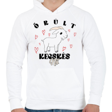 PRINTFASHION Őrült kecskés nő - Férfi kapucnis pulóver - Fehér