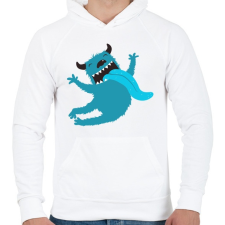 PRINTFASHION Őrült kék szörnyecske - Férfi kapucnis pulóver - Fehér férfi pulóver, kardigán