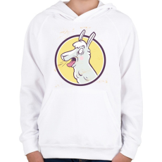 PRINTFASHION Őrült láma - Gyerek kapucnis pulóver - Fehér