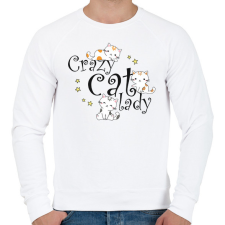 PRINTFASHION Őrült macskás hölgy - Férfi pulóver - Fehér férfi pulóver, kardigán