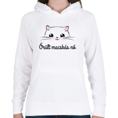 PRINTFASHION Őrült macskás nő - Női kapucnis pulóver - Fehér