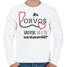 PRINTFASHION Orvos varázserő - Férfi pulóver - Fehér