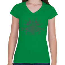 PRINTFASHION Ősi amerikai lakos - Női V-nyakú póló - Zöld