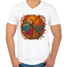 PRINTFASHION Ősztündér - Férfi V-nyakú póló - Fehér férfi póló