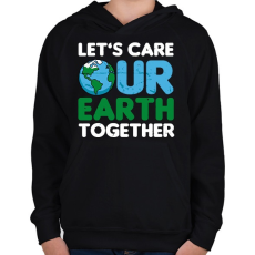 PRINTFASHION Our Earth - Gyerek kapucnis pulóver - Fekete