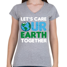 PRINTFASHION Our Earth - Női V-nyakú póló - Sport szürke női póló