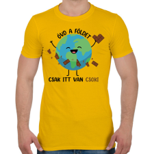 PRINTFASHION Óvd a Földet - csak itt van csoki - Férfi póló - Sárga férfi póló
