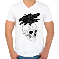 PRINTFASHION Overthink - Férfi V-nyakú póló - Fehér
