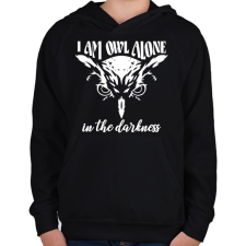 PRINTFASHION Owl alone - Gyerek kapucnis pulóver - Fekete gyerek pulóver, kardigán