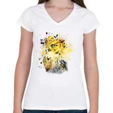PRINTFASHION owl - Női V-nyakú póló - Fehér női póló