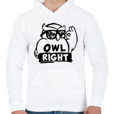 PRINTFASHION Owl right - Férfi kapucnis pulóver - Fehér férfi pulóver, kardigán