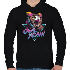 PRINTFASHION Owl yeah! - Férfi kapucnis pulóver - Fekete férfi pulóver, kardigán